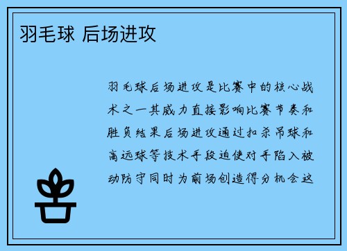 羽毛球 后场进攻